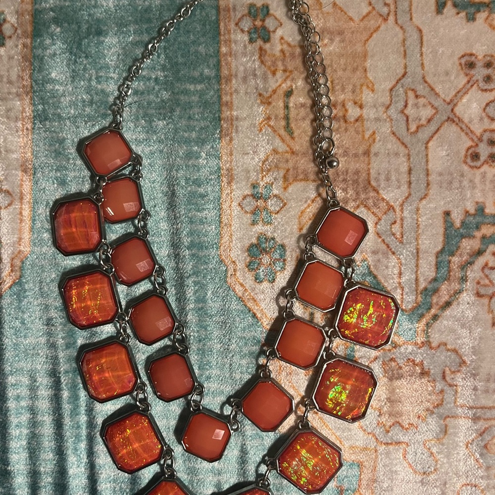 Elegant Orange Statement Necklace